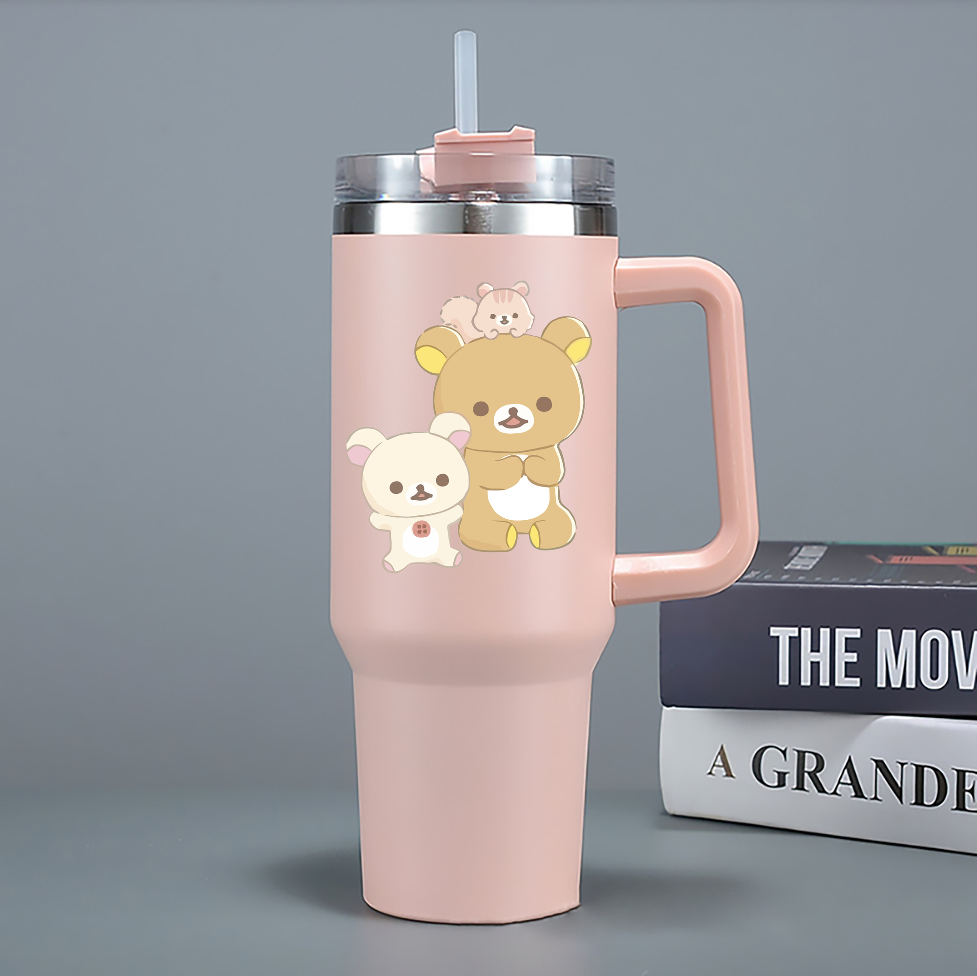 （画像用） リラックマ リラックマ キイロイトリ Rilakkuma Korilakkuma Kiiroitori 1200mL車用タンブラー - クリスタルステッカー（プラスチックストロー付き）